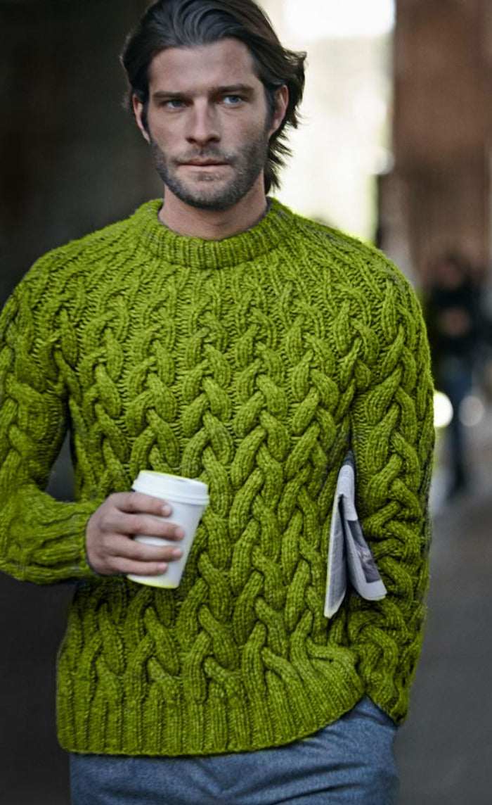 Elegant Men's Hand Knit Crewneck Sweater 209B